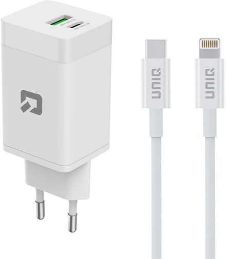 TUNIQ 45W PD Snellader - USB C Thuislader - USB C naar Lightning Kabel - Wit