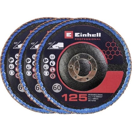 Einhell 4440020 Einhell-haakse slijper-accessoires 3x 125 mm Flap-discs Curved Diameter 125 mm