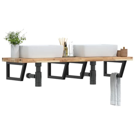 vidaXL - Badkamer - wandschap - staal - en - massief - acaciahout