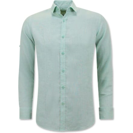 Linnen Overhemd Heren - Regular Fit - Casual Blanco - Groen