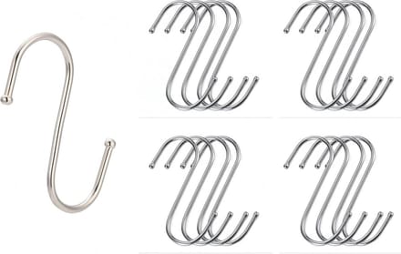 20-Pack S-shaped Hooks, Multifunctional S Hooks, S-Hook Stainless Steel for Bathroom, Bedroom, Office and Kitchen - ShopVlot