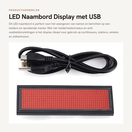 Dailygoods - LED Naambord Display met USB Voeding en Meertalig Display