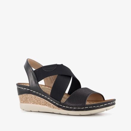 Natuform dames sandalen met sleehak zwart - Maat 41