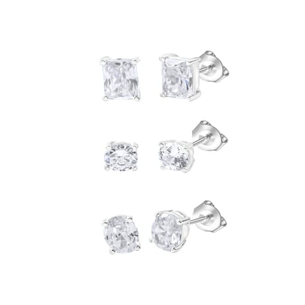 Celesta Silber Ohrstecker Set 925 Sterling Silber rhodiniert Zirkonia