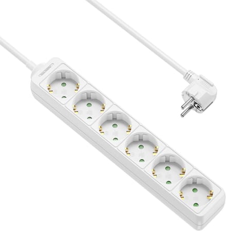 Stekkerdoos - 6-voudig - Wit - 5 meter - Allteq
