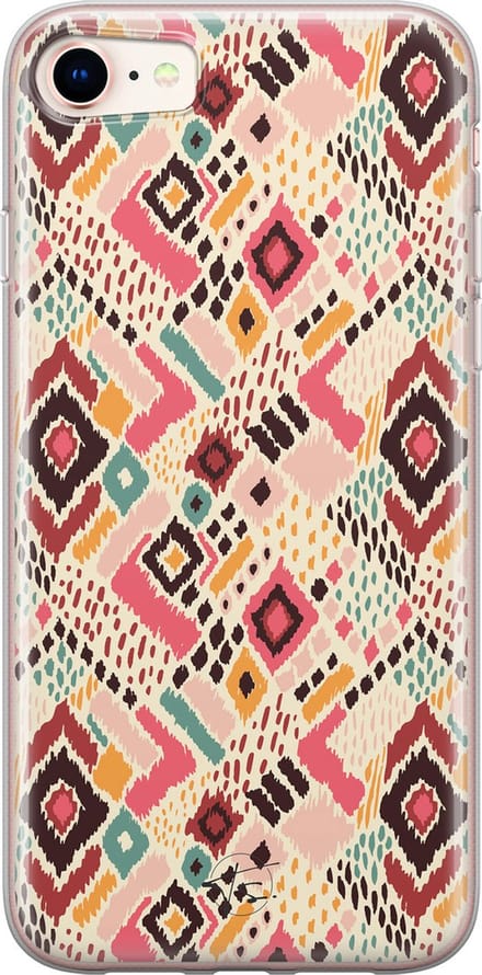 Hoesje geschikt voor iPhone 8 - Boho vibes - Soft Case - TPU - Print - Multi - Mooie Telefoonhoesjes