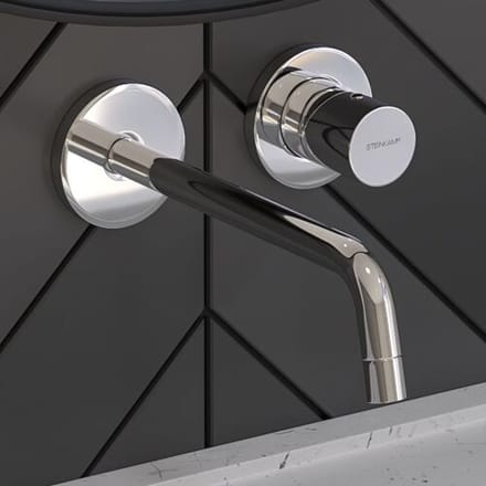 Steinkamp Living wall-mounted basin mixer, projection 17.8 cm incl. base body 62015CRST