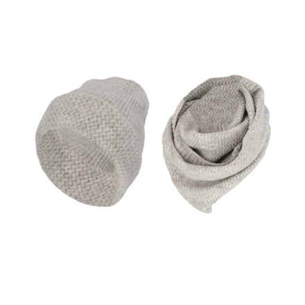 Sarlini - Beanie + Colsjaal meisjes - Licht Grijs - Winterset - One Size
