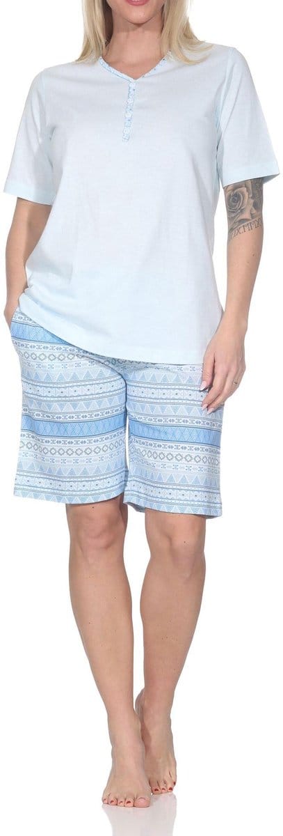 Normann dames pyjama shorty met korte mouwen in Ethnolook - Ook in oversizes
