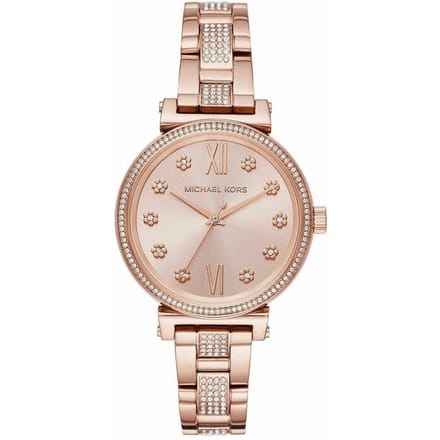 Michael Kors MK3882 Sofie Kristallen Rose Wijzerplaat Dameshorloge 36mm helder roze