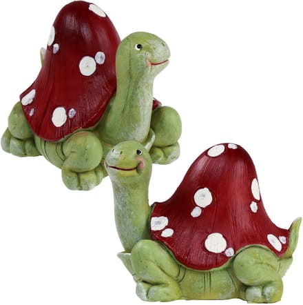 Schildpad decoratie vliegenzwam decoratie groen rood 10cm 2st, 2 Stück