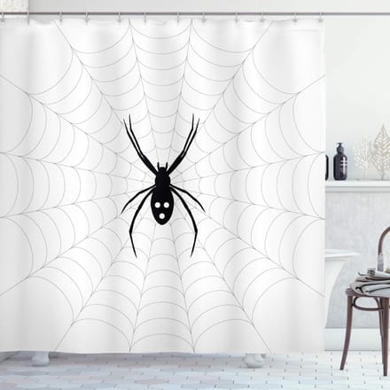 ABAKUHAUS Douchegordijn Spinnennet – Modern ontwerp – 175x180 cm – Wit/Zwart