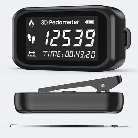 Stappenteller Clip - Activiteit Tracker - Beweging Registreren - 3D Drieassige Sensor - LCD Display - Zwart