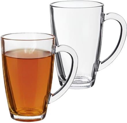 Alessandro theeglazen Bristol - met oor - 2x stuks - 420 ml - glas - 8 x 13 cm
