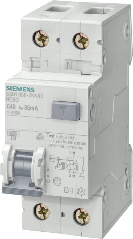 Siemens 5SU1656-7KK16, Aardlekschakelaar, Type A, 6000 A, IP20