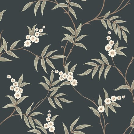 Boråstapeter Vliesbehang 7765 - Adorn - Botanisch Zwart - 53cm x 10.05m