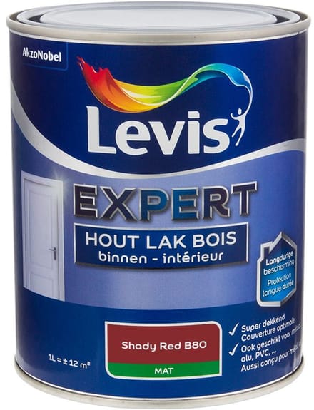 Levis - Expert Hout Lak Binnen Mat Mix - Shady Red B80 - Mengverf - 1 L
