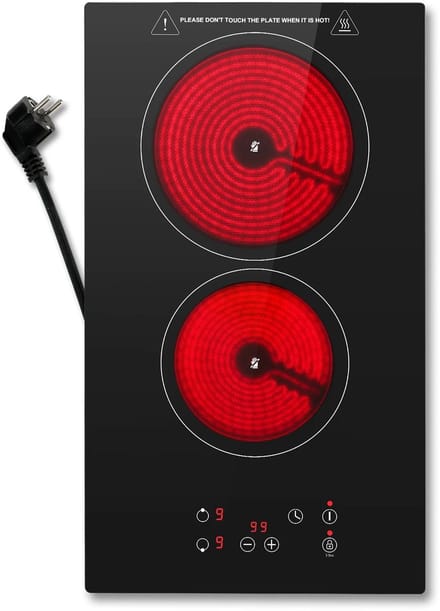 Miryx GlazenKeramische Kookplaat - 2-Pits - Touch Control - Timer - Inbouw & Vrijstaand - 3000W - Zwart