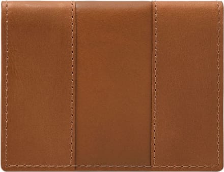 FOSSIL Leren Kaarthoes Everett Card Case Bifold Saddle Lichtbruin