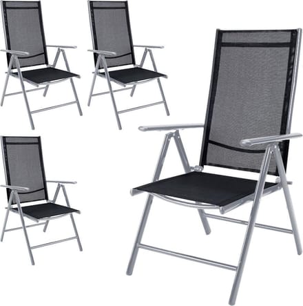 Casaria 4 Tuinstoelen - Inklapbaar Aluminium Verstelbaar - Zilver