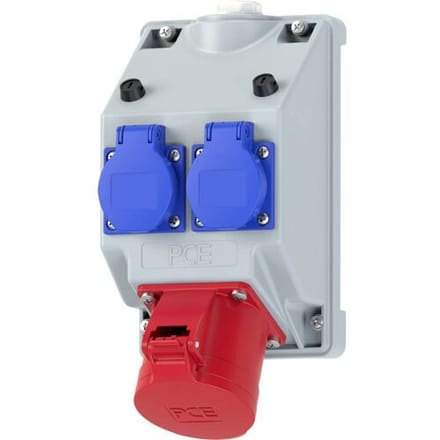 PC Electric 16082542 Stopcontactsplitter Grijs, Blauw, Rood