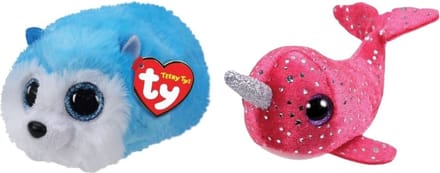 Ty - Knuffel - Teeny Ty's - Slush Husky & Nelly Narwhal