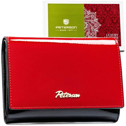 Peterson - Dames Portemonnee - Rood/Zwart - Bigiel Sluiting - RFID Bescherming