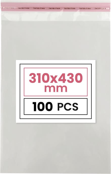 Plastic zakjes met plakstrim - 31x43 cm - transparant - 100 zakken