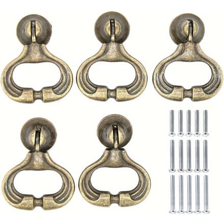 5 Stuks Vintage Zinklegering Hanger Ringtrekkers Ladekast Commode Trekkers, Druppelgreep Knoppen (Enkel gat met drie maten schroeven) 5pcs