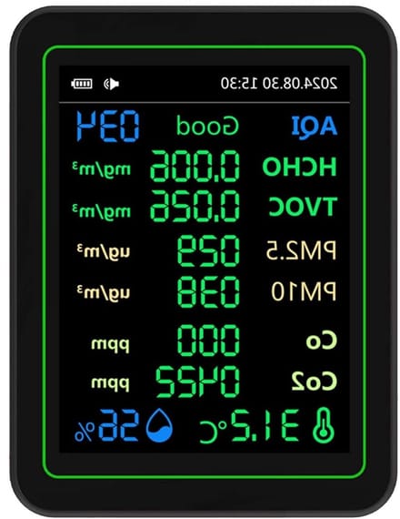 Luchtkwaliteitstester - Binnenluchtmonitor - Gezond Leven - Realtime Metingen - 2000mAh Batterij - Zwart