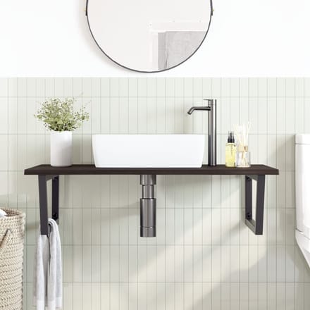 vidaXL - Badkamer - wandschap - staal - en - massief - eikenhout