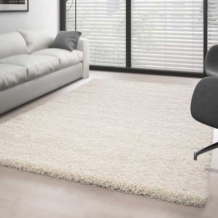 Hoogpolig vloerkleed, effen kleur: CRÈME 80 cm rond