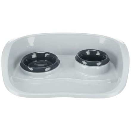 Trixie Bowl set plastic 0.25 l/ø 9 cm & 0.3 l/ø 11 cm/46 × 11 × 30 cm grey/bowls: various