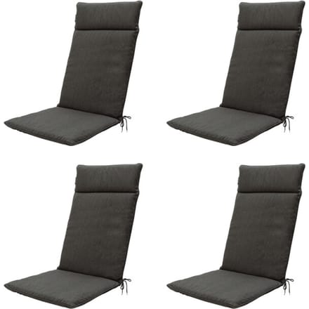 Madison - Tuinstoelkussen Hoge Rug Dark grey canvas eco+ - Ca. 120x50 cm - Set van 4
