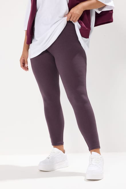 Yours Paarse Geribbelde Legging Size 42
