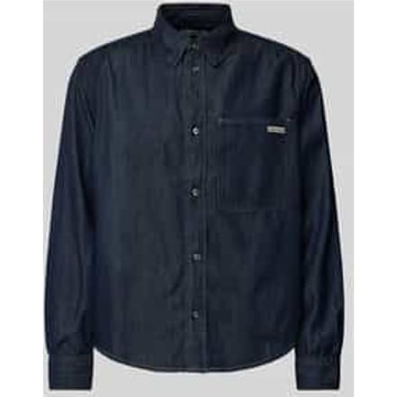 Regular fit jeansoverhemd met labeldetail