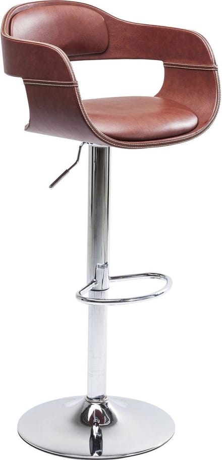 Kare Design Verstelbare Barkruk Monaco - Kunstleer - Inox - Bruin