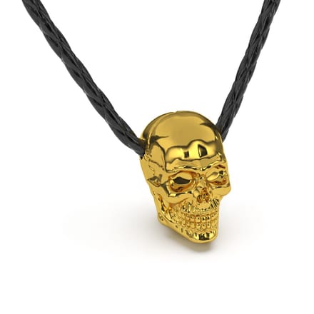 SERASAR Mannen Lederen Ketting [Skull] - Goud 50cm - Vriendje Cadeau Idee