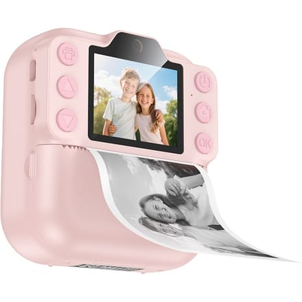 Hoco Kinder Instant Print Camera - Direct Printen Zonder Inkt - Dubbele Lens & Video - Kindercamera met Filters - Roze