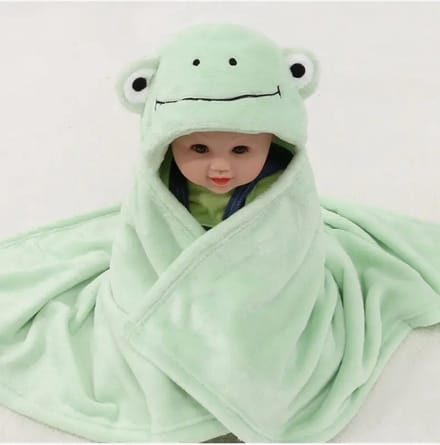 Badcape - Babycape - Fleecedeken - Maxi cosy deken - Kraam Cadeau - Capuchon - Kikkerprint