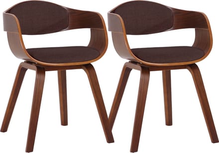 CLP Kingston Set van 2 eetkamerstoelen - Met armleuning - Stof - walnoot/bruin walnoot