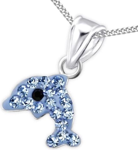 Princess Ketting Dolfijn Blue - 925 Zilver - Dier - 11x8mm - 38cm