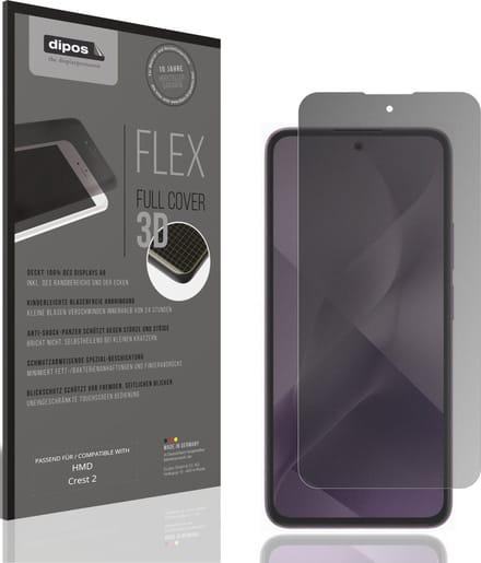 dipos FLEX – Matte Privacy Screenprotector geschikt voor HMD Crest 2 | Volledige Schermbescherming | Case-Friendly