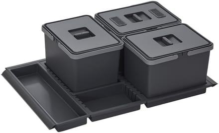 Metropolis PTC28 08050 7F afvalbak 15+15+15L met deksel voor rompbreedte 80 cm