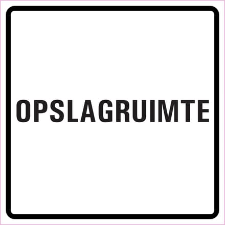 Opslagruimte sticker, wit zwart 200 x 200 mm