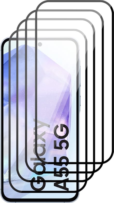 Screenprotector geschikt voor Samsung Galaxy A55 - 4x Volledig Dekkend Glas Screen Protector