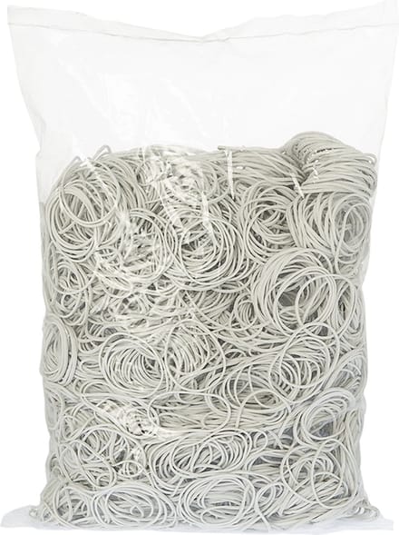 Rubbermagazijn - Elastiekjes - Rubber - Wit - 40x1,5mm - Circa 3300 stuks - Kleine elastiekjes