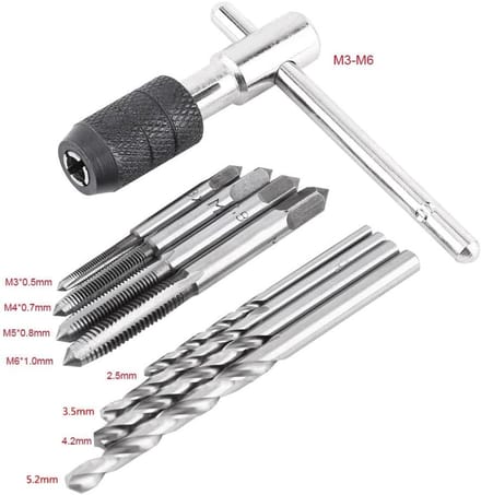 Tap moersleutelset - Handgereedschap set - Draad snijden - T-handgreep ontwerp - 2.5-5.2mm boren
