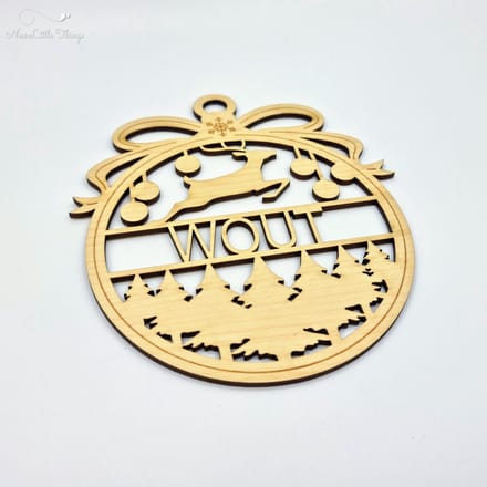 [Nice Little Things] - Maxi Kerst Ornament - Met naam - Esdoorn - Rendier