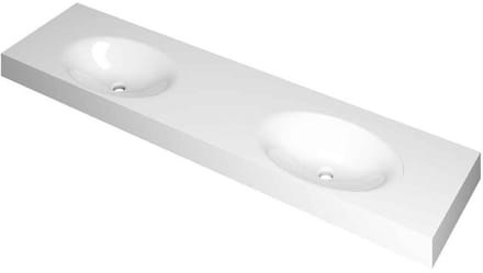 INK Smooth Wastafel Polystone Dubbel Zonder Kraangaten - 1800x450x90 mm - Glans Wit